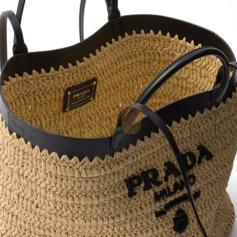 PRADA MEDIUM CROCHET AND LEATHER TOTE BAG 1BG499 (32*29*16cm)